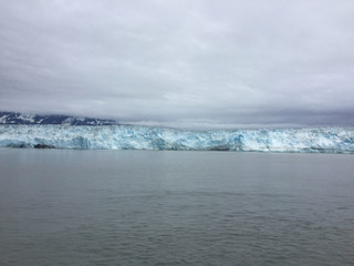 Disenchantment Bay, Alaska, USA: Clouds descend on the Hubbard Glacier.