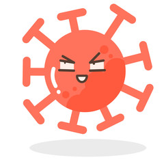 Vector set of cartoon red emoticons face covid-19, emoji cheating face of corona virus, Corona Virus cartoon characters - dust floating isolated on white background 