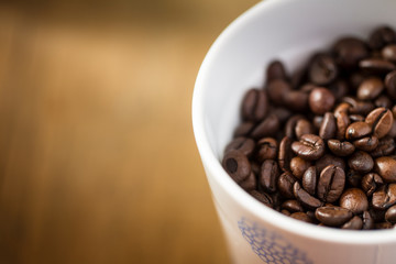 coffee beans with sunbeam