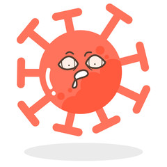 Vector set of cartoon red emoticons face covid-19, emoji starveling, thirstily face of corona virus, Corona Virus cartoon characters - dust floating isolated on white background 