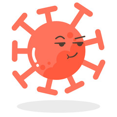 Vector set of cartoon red emoticons face covid-19, emoji face of corona virus, dust floating isolated on white background 