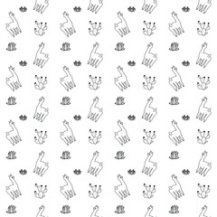 Cute lamas and alpacas. Funny animals isolated on white. Alpaca pattern. Cactus © Elena Mykhailenko