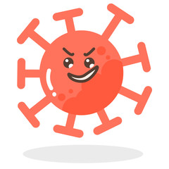 Vector set of cartoon red emoticons face covid-19, emoji cheating face of corona virus, Corona Virus cartoon characters - dust floating isolated on white background 
