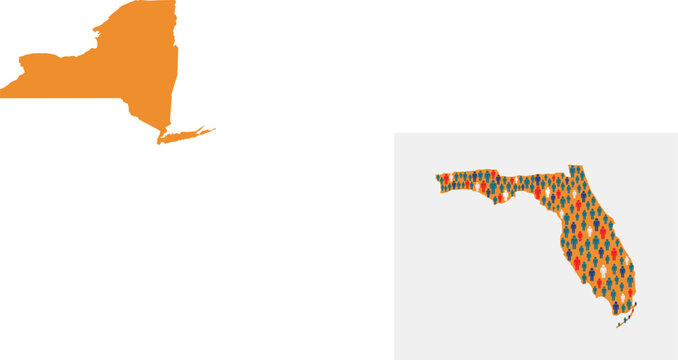 Florida State People Census Map illustration. Florida People outbreak