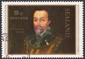 Sir Francis Drake - English Explorer, Corsair, Vice-Admiral, stamp Sealand 1970
