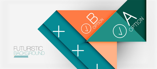 Abstract background, geometric business multicolored paper infographic - triangle frames for text, icons or graphics on light background with copyspace. Vector Illustration For Wallpaper, Banner