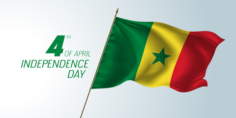 Senegal happy independence day vector banner, greeting card