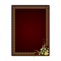 Gold Border vintage vector isolated, Frame with Flowers style.