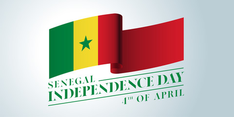 Senegal happy independence day vector banner, greeting card