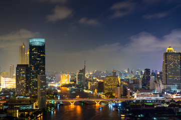 Naklejka premium cityscape Bangkok skyline in Twilight night view, Thailand. Bangkok