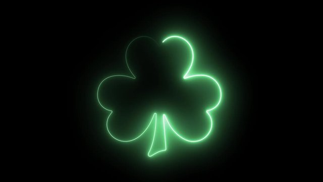 Glowing neon saint Patricks day shamrock background. 3D rendering