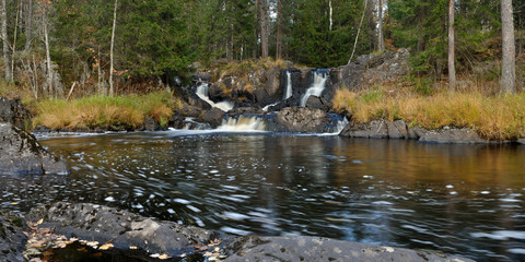 Autumn fishing in Karelia, nature and landscapes of Karelia. Beautiful panorama.