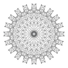 Round floral ornament on white background