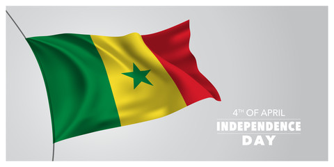 Senegal independence day greeting card, banner, horizontal vector illustration