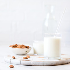 Almond milk.Drink for vegetarians.
