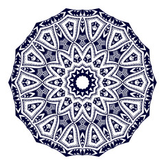 Round floral ornament on white background