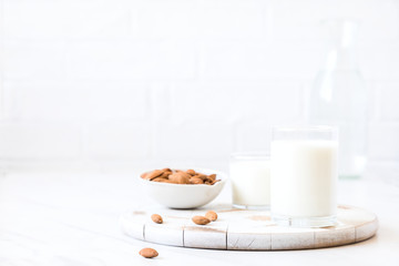 Almond milk.Drink for vegetarians.