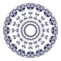 Round floral ornament on white background