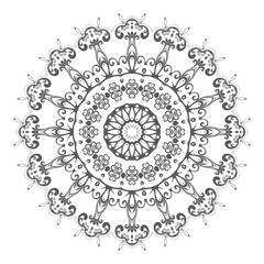 Round floral ornament on white background