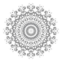 Round floral ornament on white background