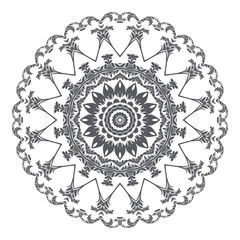 Round floral ornament on white background