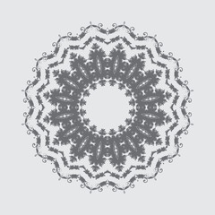 Round floral ornament on white background