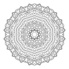 Round floral ornament on white background