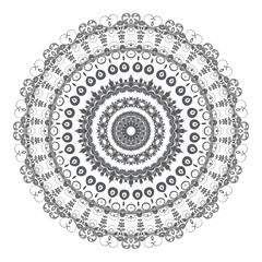 Round floral ornament on white background