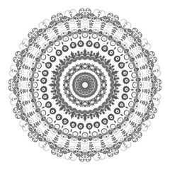 Round floral ornament on white background