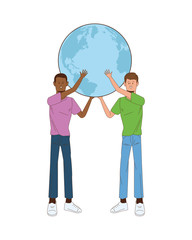 interracial men lifting planet earth avatars characters
