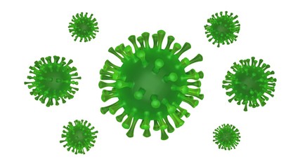 Coronavirus isolated. 3D-rendering. Illustration under the microscope.