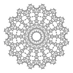 Round floral ornament on white background