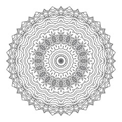 Round floral ornament on white background