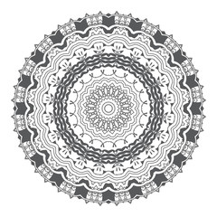 Round floral ornament on white background