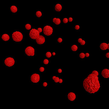 Many Virus Abstract Floating Red -3D Rendering- Pollen Corona COVID-19 