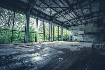 Abandoned radioactive gym in school of Pripyat, Chernobyl Exclusion Zone