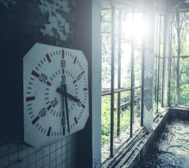 radioactive clock in pool of Pripyat school, Chernobyl Exclusion Zone