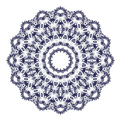 Round floral ornament on white background