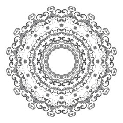 Round floral ornament on white background