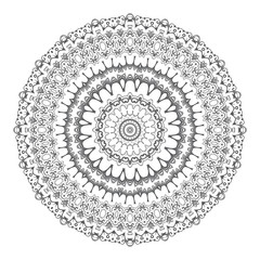 Round floral ornament on white background