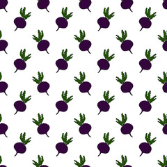 Hand drawn vegetables doodle set. Seamless pattern. Vector illustration.