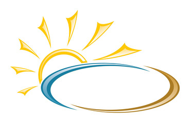 A symbol of the sun with sea.