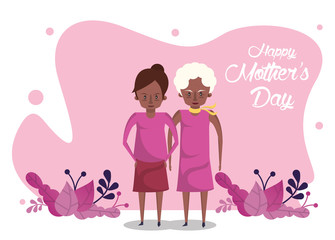 happy mothers day card with afro grandmother and daughter