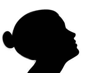 Silhouette of a face against white background