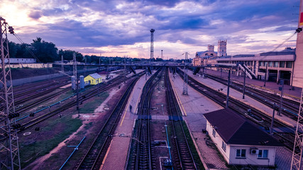 Fototapeta na wymiar modern railway station from top