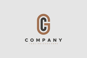 Initial Letter G and C Logo. Flat Line Vector Logo Design Template Element.