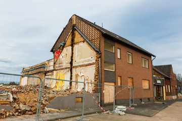 view of yet remaining houses in the mostly relocated Kerpen-Manheim, Western-Germany