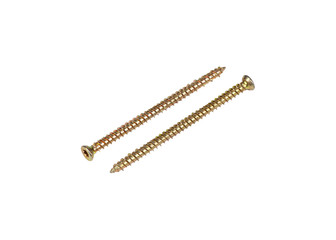 Set of two long screws isolated on white background