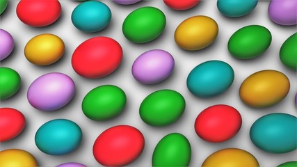 A lot of colorful eggs. Easter background. 3D-rendering.