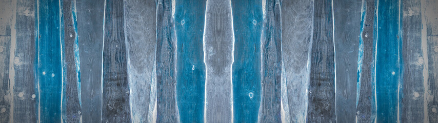 Rustic abstract blue white painted wooden texture - wood background banner panorama